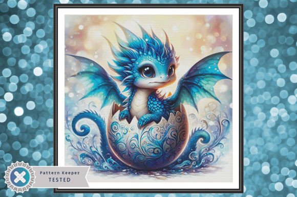 Cute Blue Dragon Cross Stitch Pattern