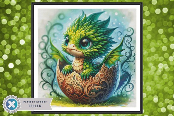 Cute Green Dragon Cross Stitch Pattern