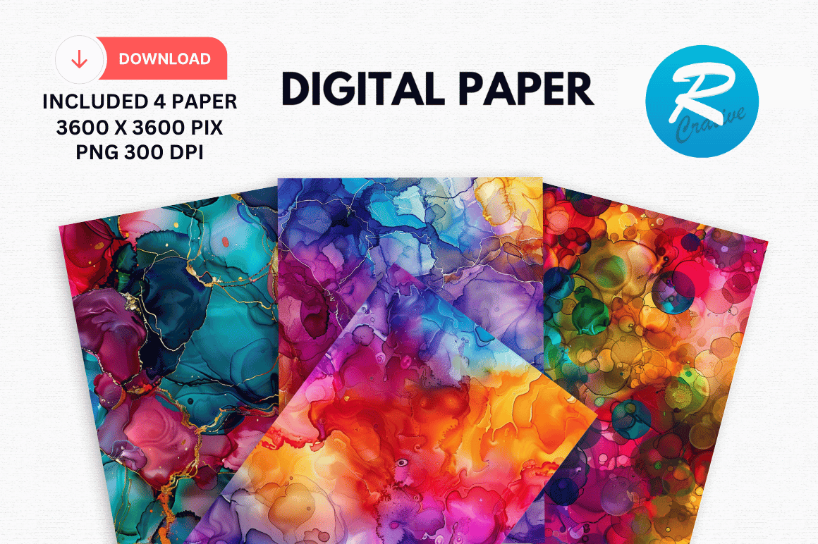 Hue Bubbles Alcohol Ink Digital Paper Graphic by Regulrcrative ...