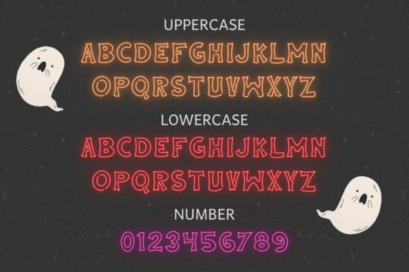 Neon Halloween Font PNG with transparent background - Preview 3