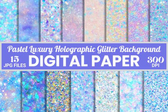 Pastel Holographic Glitter Background Gráfico por Creative River ...