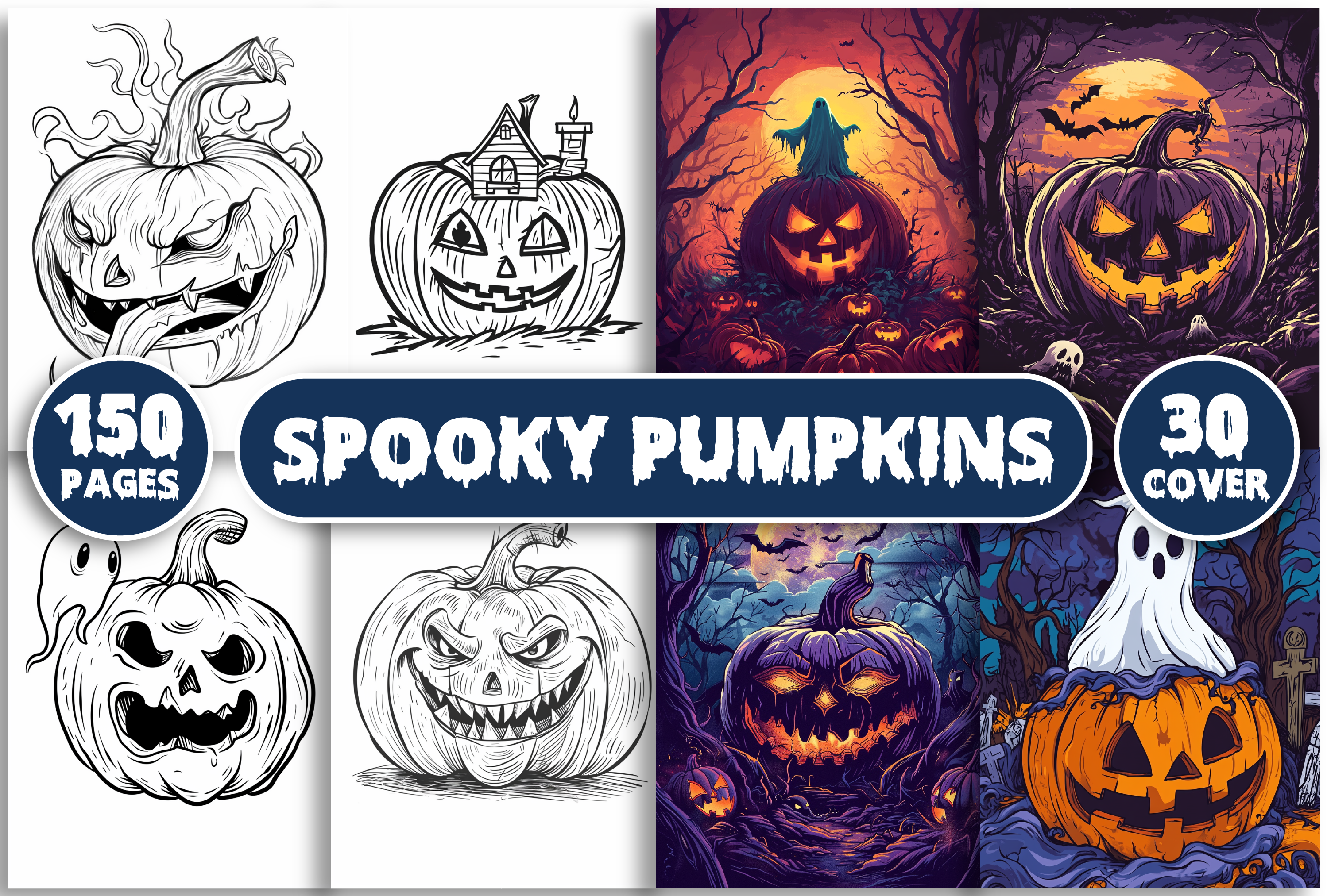 Spooky Pumpkins Coloring Book for Adults