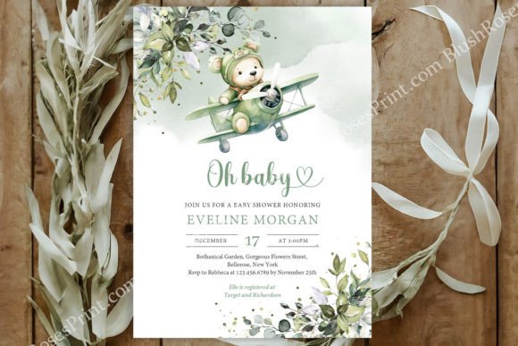 Teddy Bear Pilot Gender Neutral Greenery