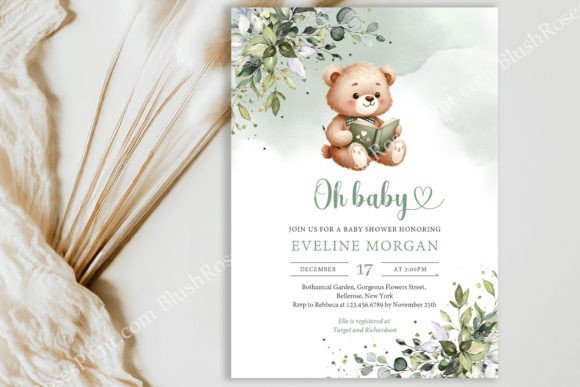 Teddy Bear Reading a Book Eucalyptus Inv