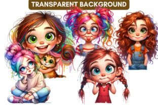 Watercolor Quirky Girl Clipart Bundle Graphic by BellinnaCraft ...
