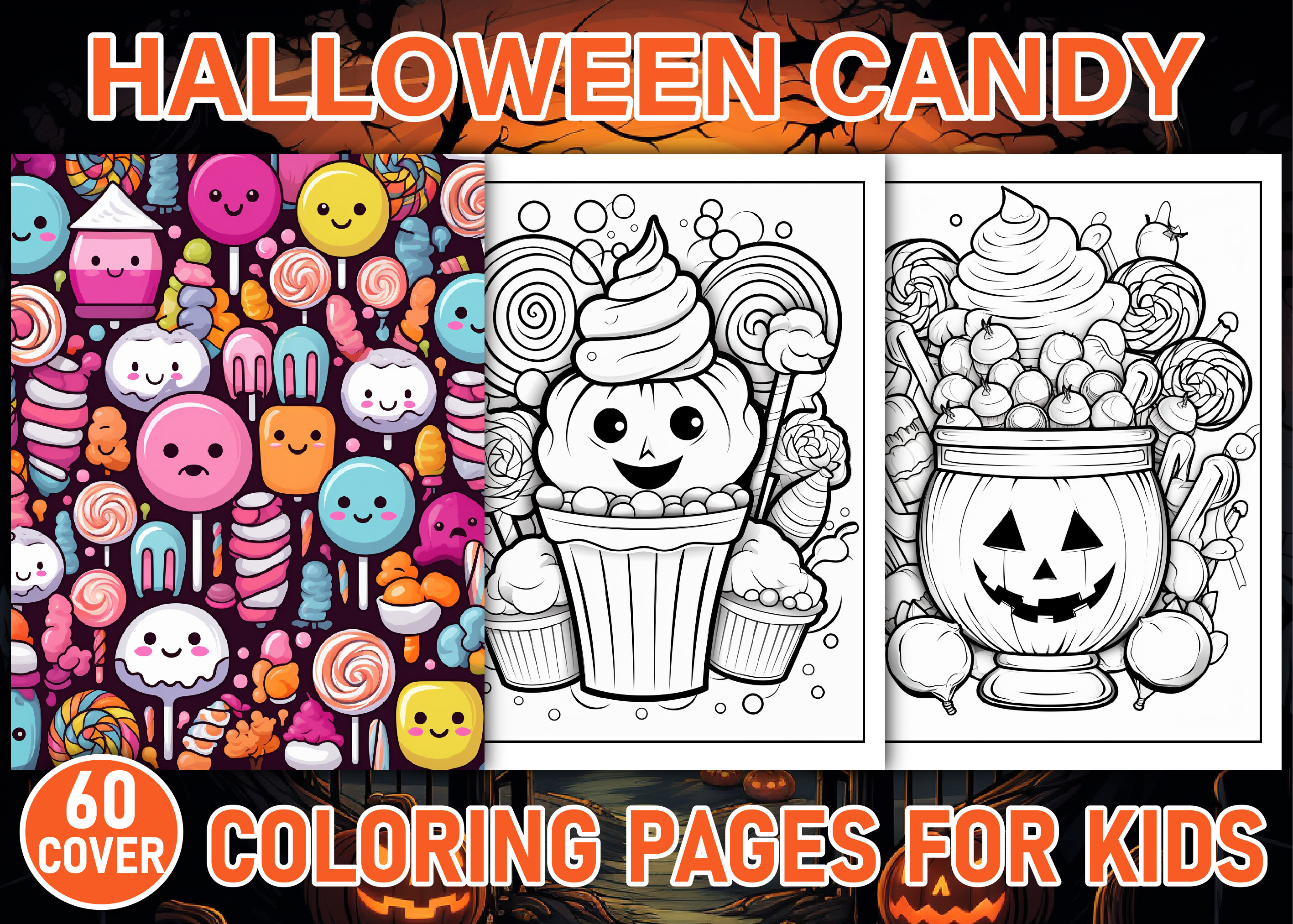 300+ Halloween Candy Coloring Pages