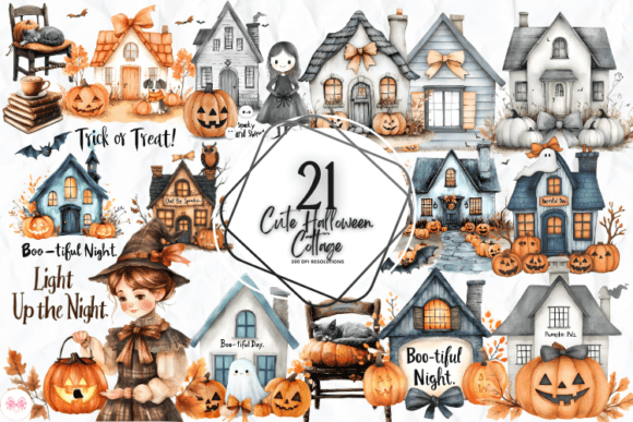 Cute Halloween Cottage Clipart Graphic by Markicha Art · Creative Fabrica