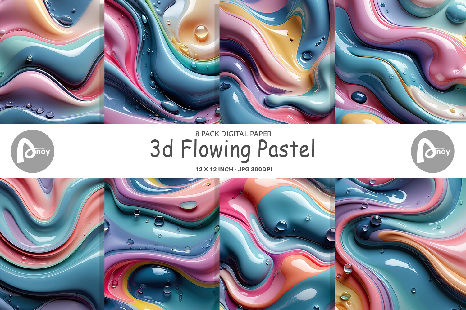 Digital Paper 3D Flowing Pastel Graphic by Artnoy · Creative Fabrica