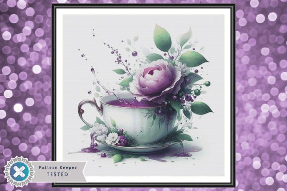 Floral Teacup Cross Stitch Pattern PDF