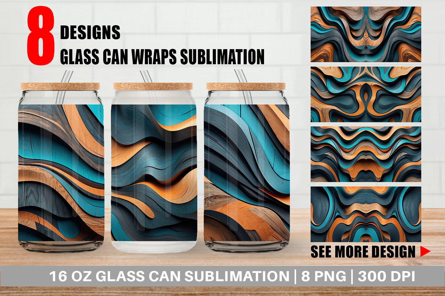 Glass Can Wooden Waves Graphic by Artnoy · Creative Fabrica