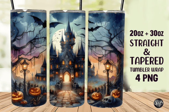 Haunted Castle Halloween Tumbler Wrap