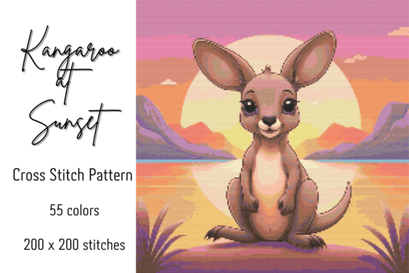 Kangaroo at Sunset Cross Stitch Pattern