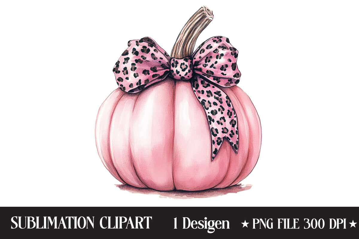 Pink Leopard Coquette Bow Pumpkin PNG Graphic by Creative Design House ...