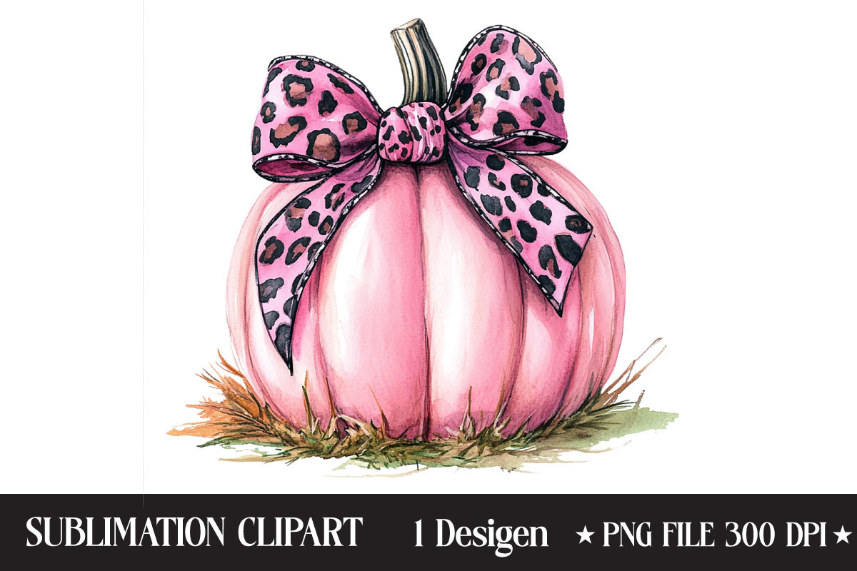 Pink Leopard Coquette Bow Pumpkin PNG Graphic by Creative Design House ...