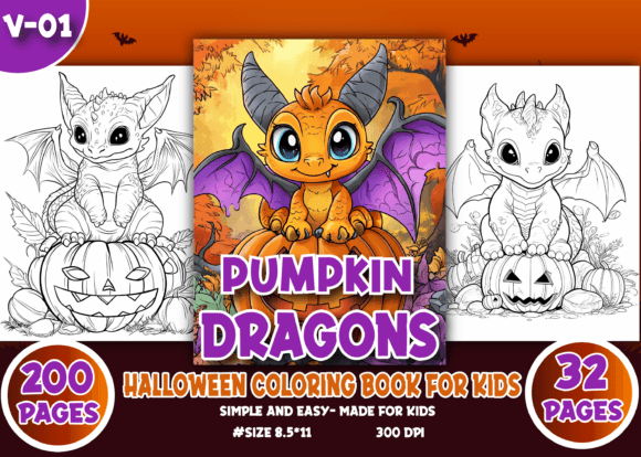 Pumpkin Dragon Halloween Coloring Book 1