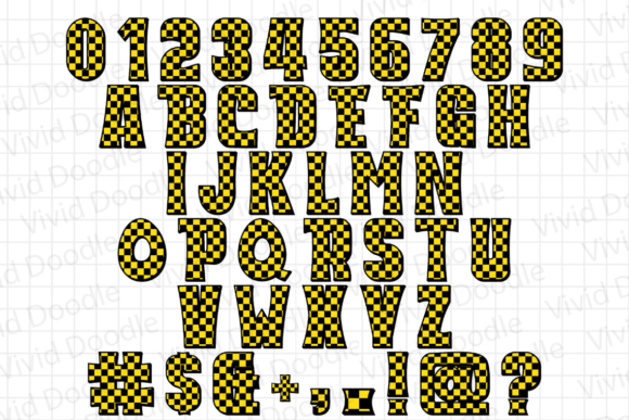 Rainbow Colorful Checker Font PNG with transparent background - Preview 1