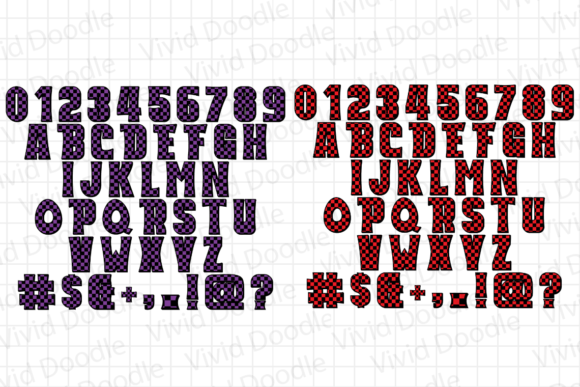 Rainbow Colorful Checker Font PNG with transparent background - Preview 3