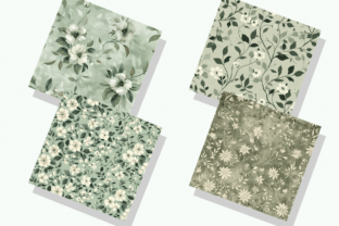 Sage Green Floral Digital Paper Bundle Graphic by Regulrcrative ...