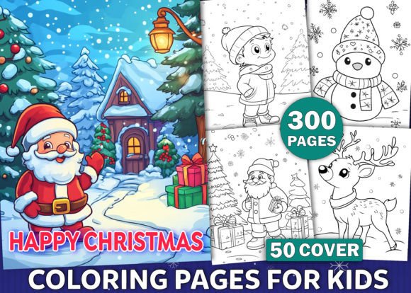 300 Happy Christmas Coloring Pages - KDP