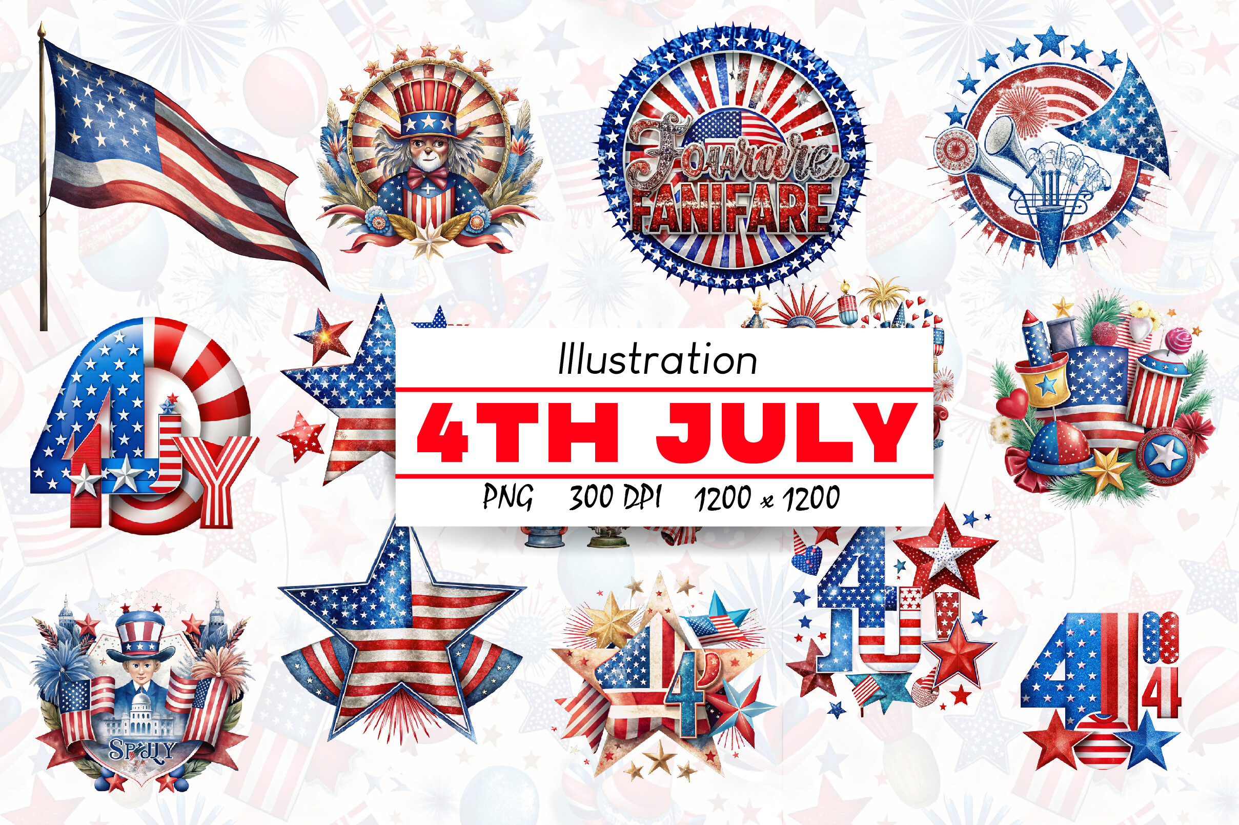 4th July Illustrations Clipart PNG Graphic by MR Mamun Store · Creative ...