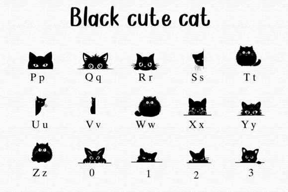 Black Cute Cat Font - Preview 2
