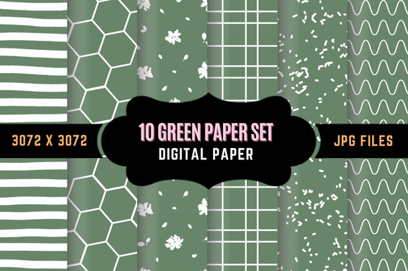 GREEN DIGITAL PAPER SET Graphic by PrismaPop · Creative Fabrica