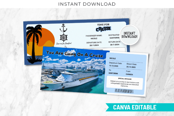 Printable Cruise Ticket Canva Template