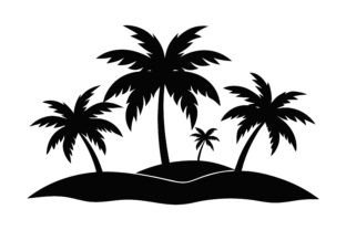 Silhouette Tropical Islands Palm Tree. Graphic by M.k Graphics Store ...
