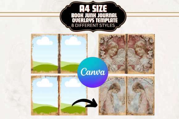 A4 Junk Journal Overlay Canva Template