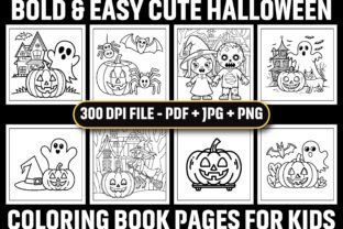 Bold Easy Cute Halloween Coloring Pages Graphic by ArT DeSiGn ...