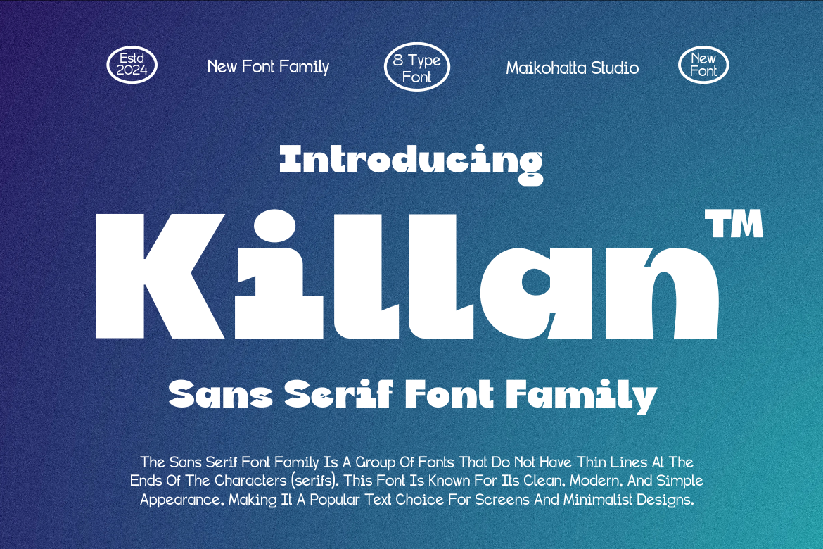 Preview of the Killan sans-serif typeface