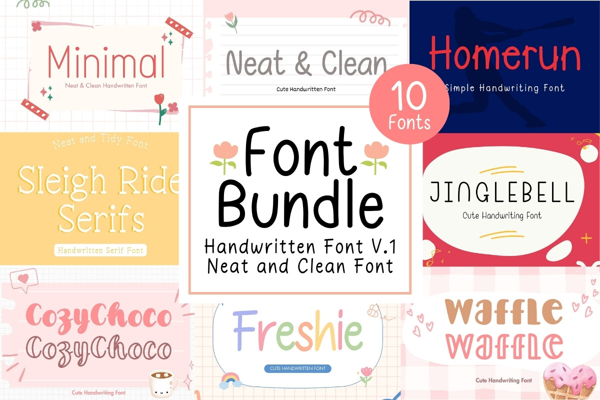 Neat & Clean Handwritten Font Bundle V.1 Font by narinari32 · Creative ...