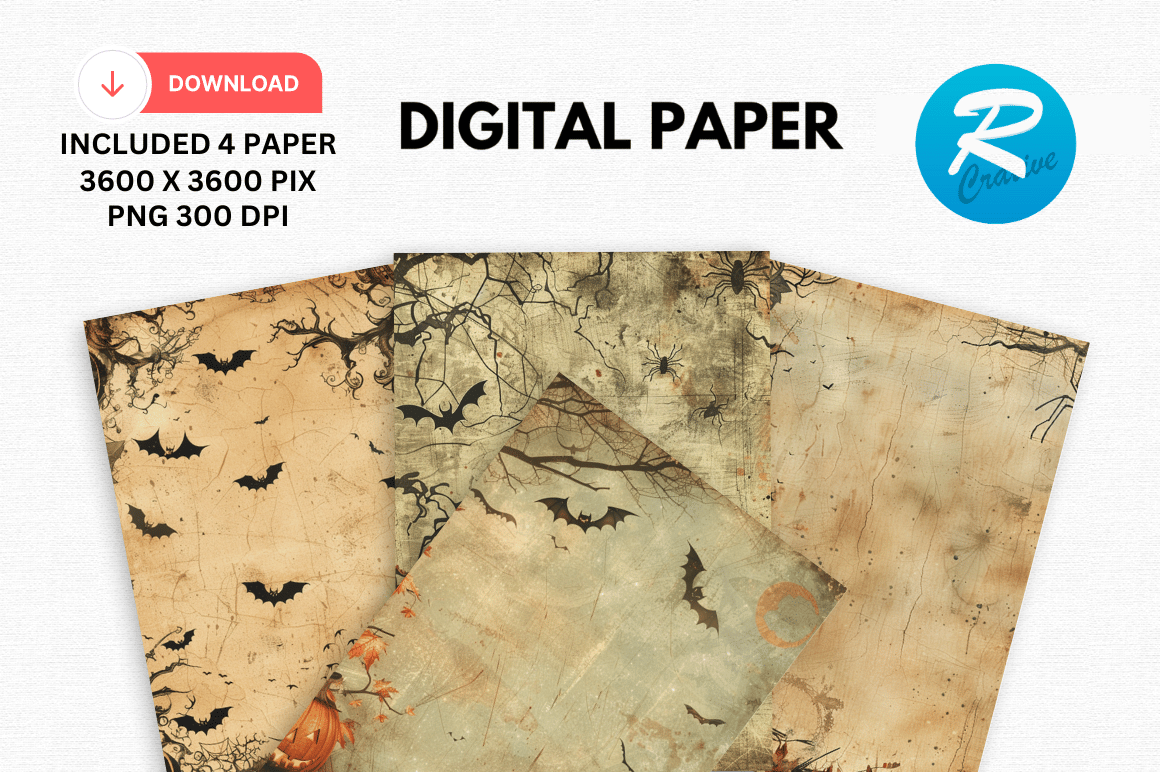 Vintage Halloween Digital Paper Design Graphic by Regulrcrative ...