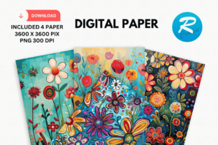 Whimsical Flower Digital Paper Printable Graphic by Regulrcrative ...