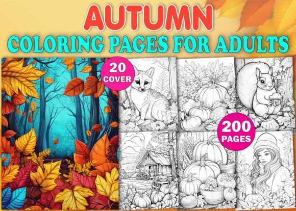 200 Autumn Coloring Book Pages for Adult