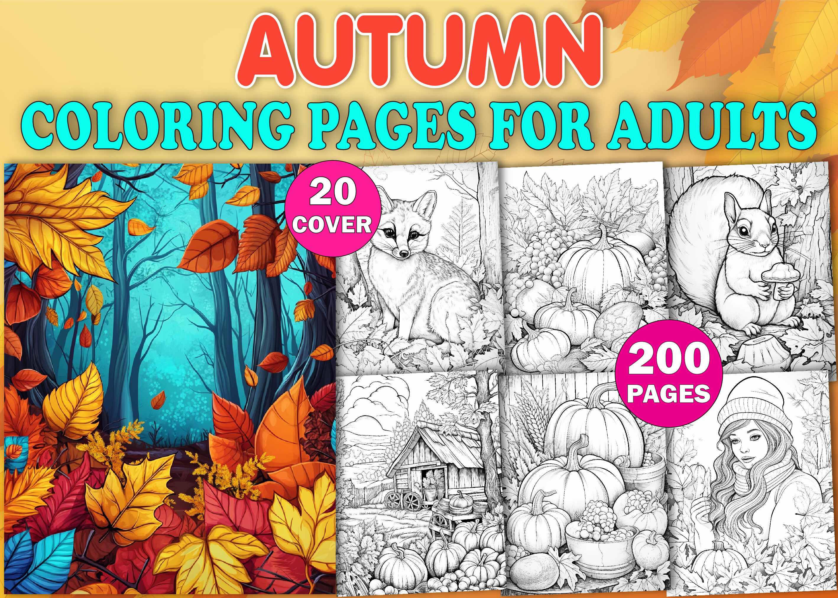 200 Autumn Coloring Book Pages for Adult