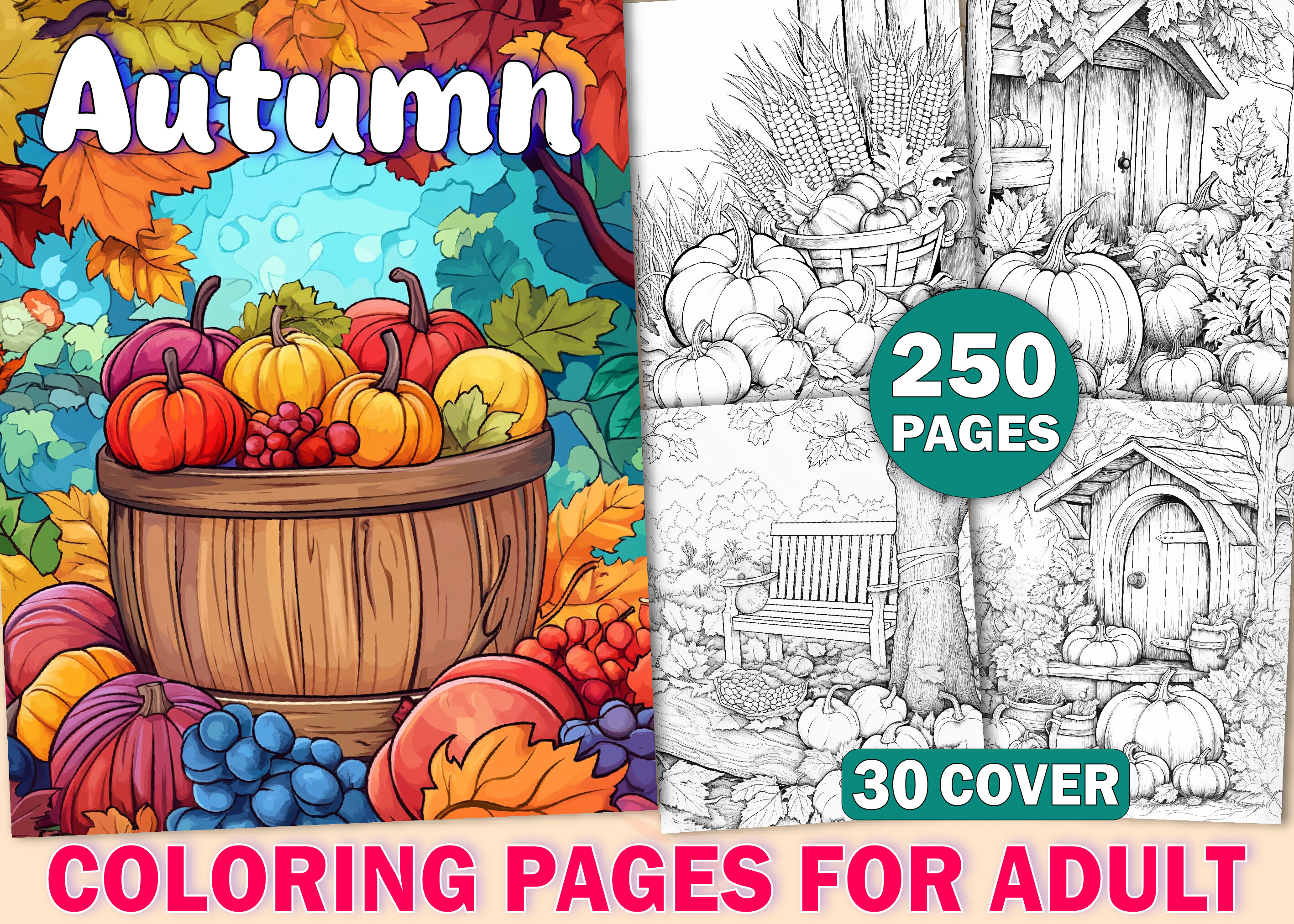 200 Autumn Coloring Pages for Adults