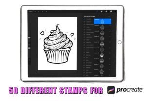50 Cupcakes Procreate Stamps Graphic by ProcreateSale · Creative Fabrica