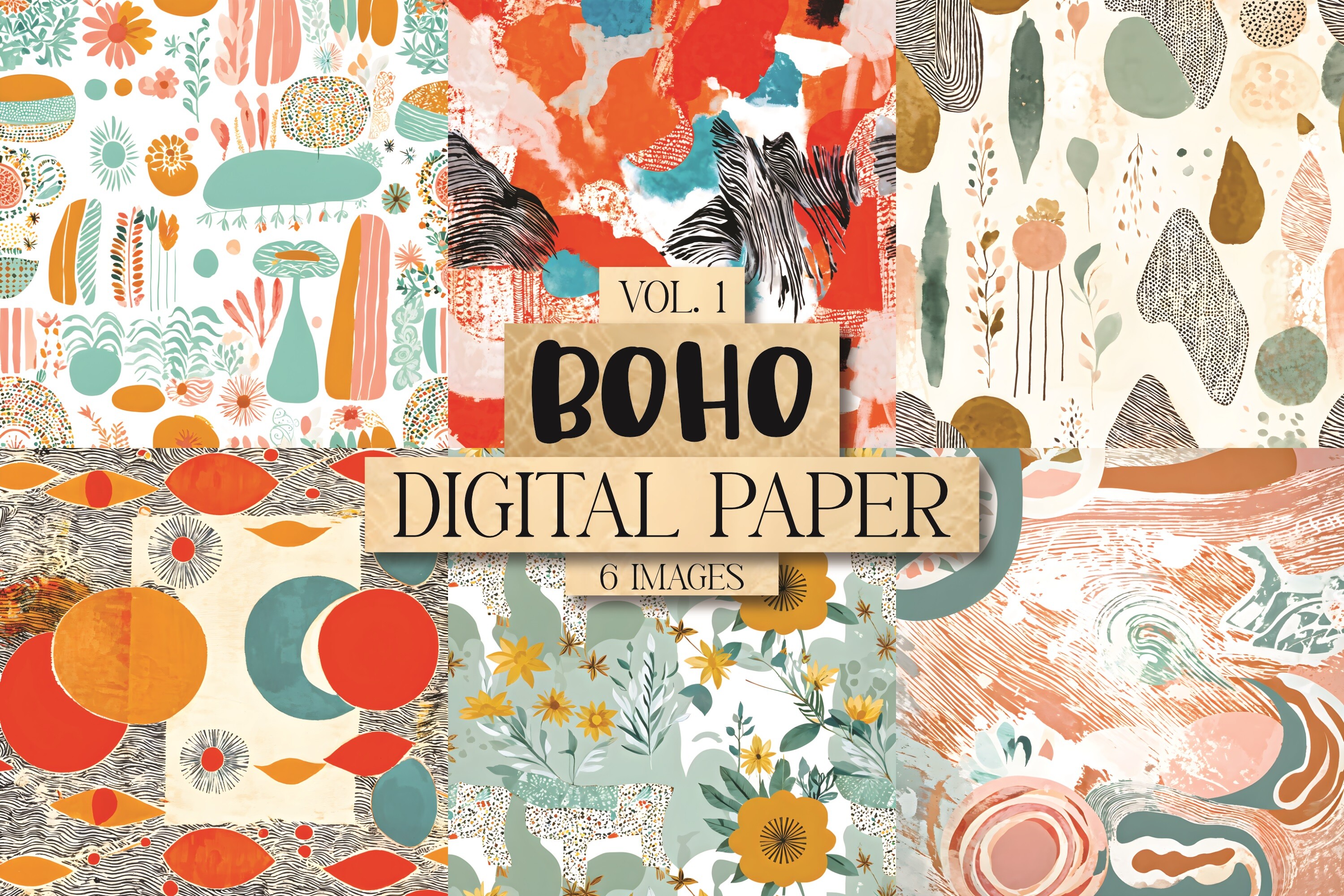 Boho Digital Paper Vol. 1 Graphic by VintageRetroCafe · Creative Fabrica