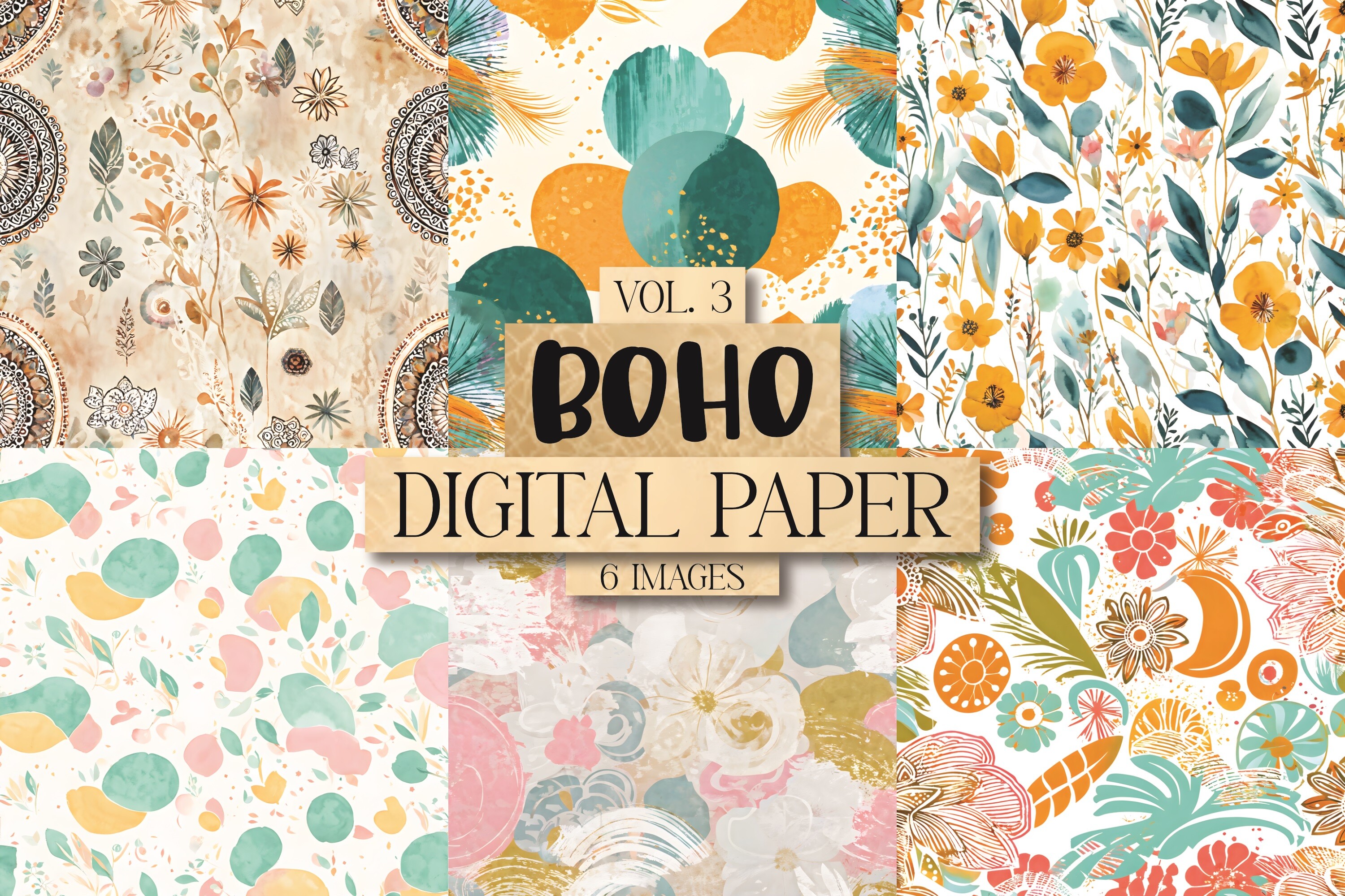 Boho Digital Paper Vol. 3 Graphic by VintageRetroCafe · Creative Fabrica