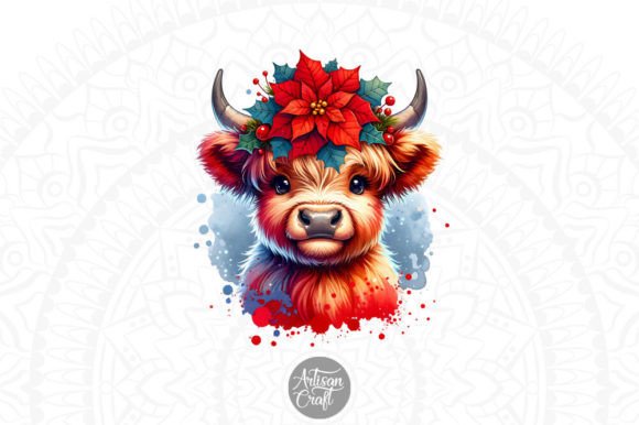 Christmas Highland Cow Clipart PNG Bundle · Creative Fabrica