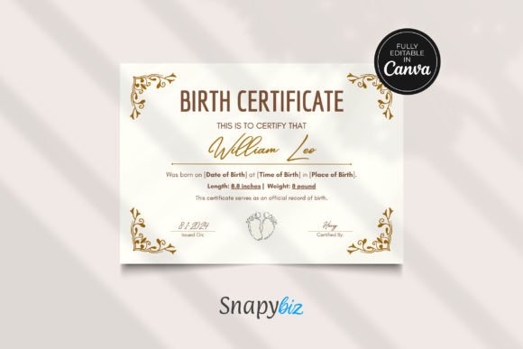 Editable Birth Certificate Template