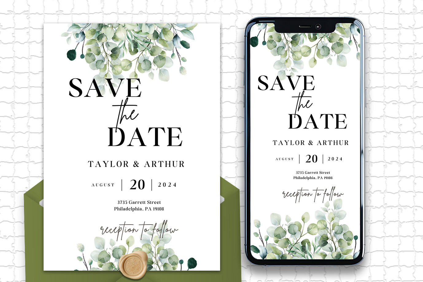 Eucalyptus Canva Save the Date Template