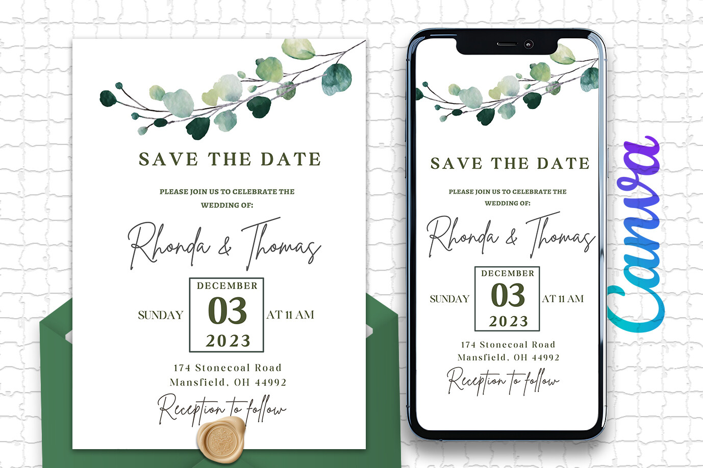 Eucalyptus Minimal Save the Date