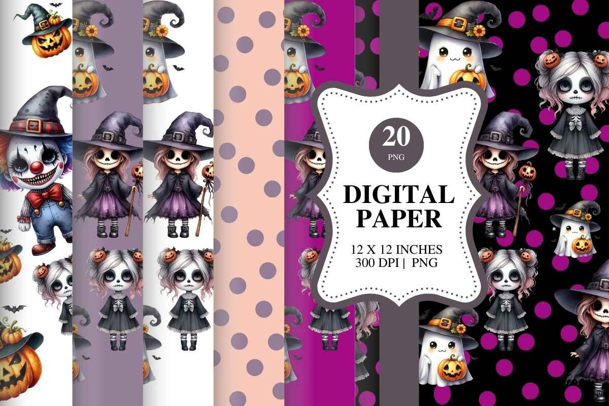 Halloween Digital Paper Bundle Graphic by info.kolekzion · Creative Fabrica