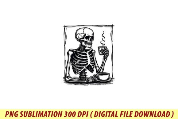 Hot Coffee Halloween Skeleton Png Sublim Graphic by SVG24 · Creative ...