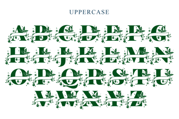 Monogram Christmas Font PNG with transparent background - Preview 3