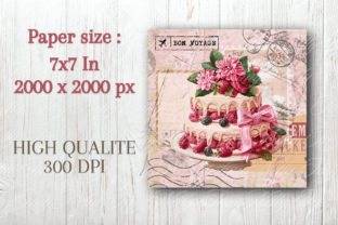 Vintage Cake & Flowers Scrapbook Paper Graphic by Nelly imy · Creative ...