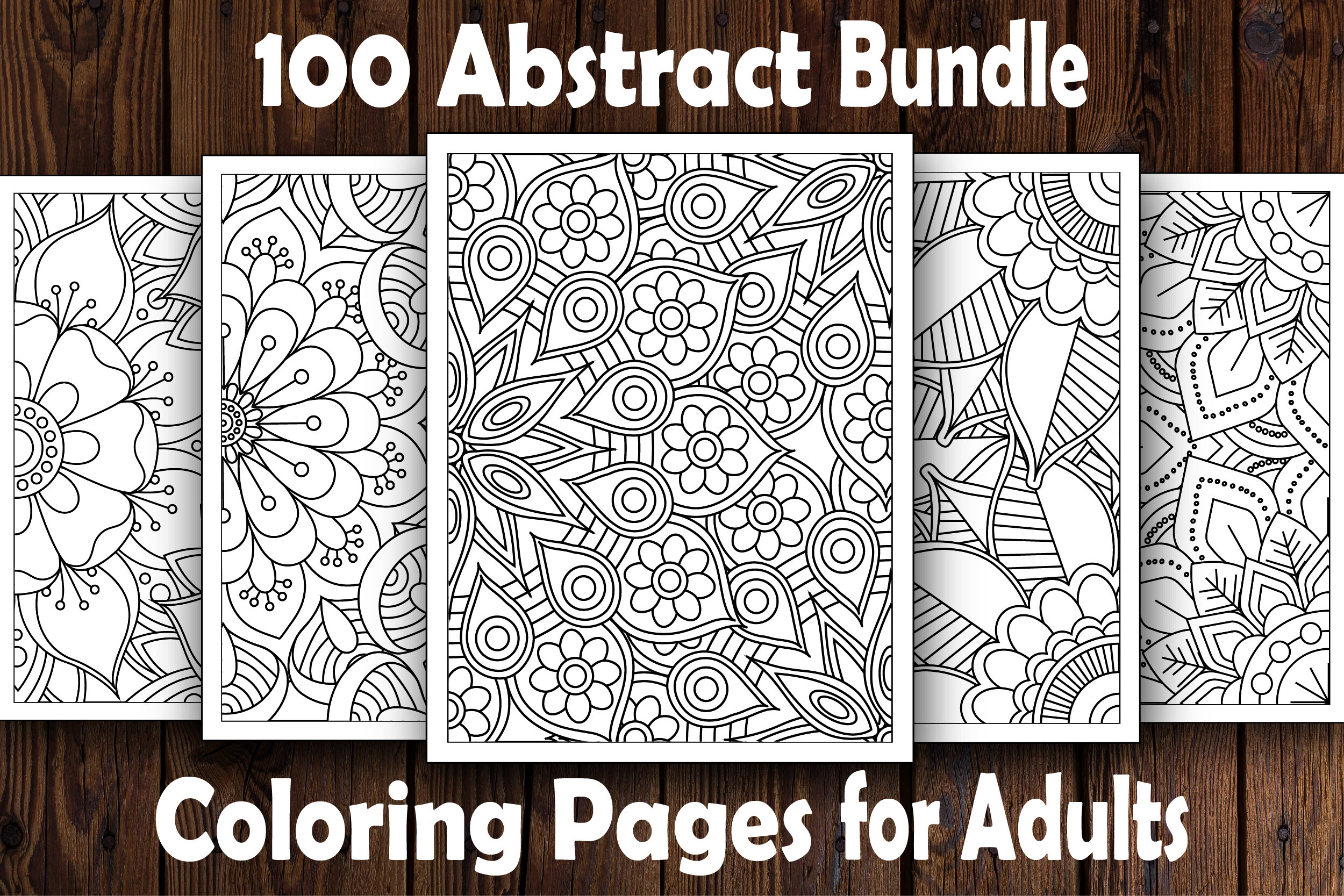100 Abstract Coloring Pages for Bundle