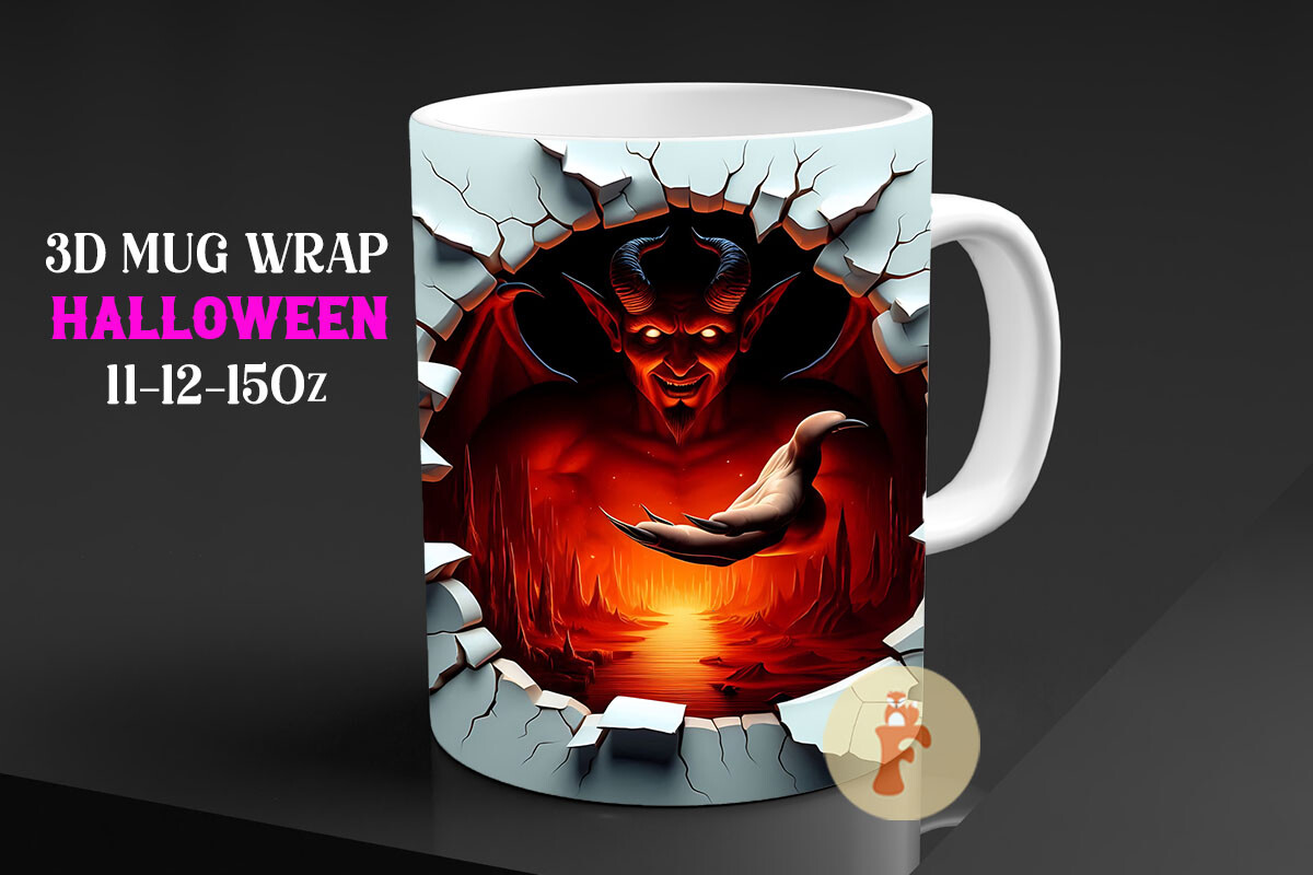 3D Eerie Halloween Mug Wrap PNG Graphic by Foxmia · Creative Fabrica